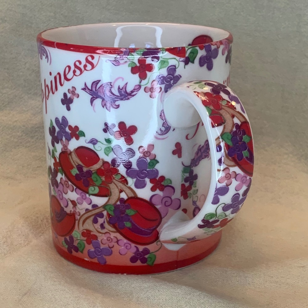 Cardew Design Red Hat Society Mug Pink Chintz White Red Excellent Floral 2004 - Picture 2 of 10
